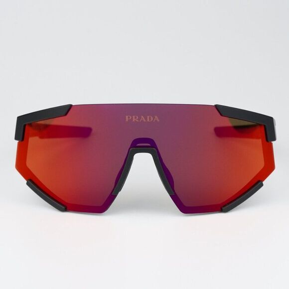 NEW Prada PS04WSF DG002U Black Rubber Brown Orange Rectangle Unisex Sunglasses - Picture 2 of 12
